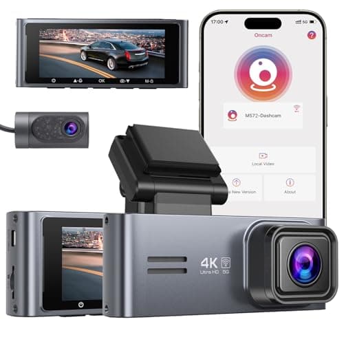 Dash Cam Front and Rear - Sarmert 2025 Upgraded 4K/1080P Dash Camera for Cars, 3.18" Screen Dual Dash Cam with 5G WiFi 2160P Night Vision 24H Parking Mode 170°Wide G-Sensor Loop Recording USB C Port