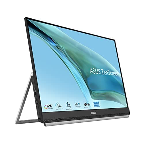 ASUS ZenScreen 24” (23.8” viewable) 1080P Portable USB-C Monitor (MB249C) - FHD, IPS, Eye Care, Speakers, Multi-Stand Design, Kickstand, C-clamp Arm, Partition Hook, Carrying Handle, WFH Monitor