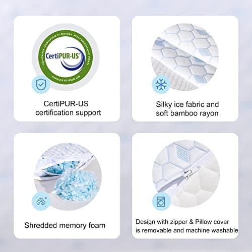 ESHINE Full Body Pillows for Adults - Full Body Pillow for Sleeping/Gel Infused Cooling Pillows/Shredded Memory Foam Pillows, Oeko-TEX/CertiPUR-US Certified, 20x54 Long Pillows… 7