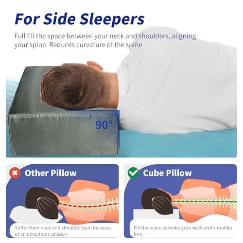 HOMBYS Pillowcase for Cube Pillow-Silky and Smooth Satin Pillowcase with Hidden Zip (ONLY Pillowcase) (24"x12"x5.5", Silver Grey) 7