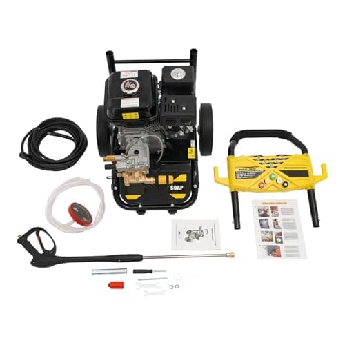 Gas Pressure Washer 2600PSI,2.4GPM Heavy Duty High Power Washer for Residential Use,7.5HP 3400RPM Engine with 26.25FT Outlet Hose,Manual Gasoline Multifunctional Cleaning Machine with 5 Nozzles 9