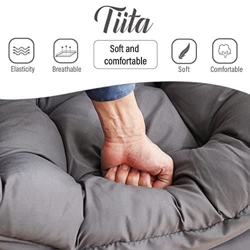 Tiita Lazy Chair with Ottoman, Gray Modern Large Accent Chair, Comfy Leisure Sofa Armchair with Ottoman, Reading Chair with Footrest for Bedroom, Living Room, Dorm Rooms, Garden Dark Grey 9