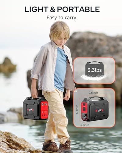 Solar Powered Generator 200W Peak/100W Rated, Portable Generator Power Station with Solar Panels 40W Included, 146Wh Solar Power Bank with AC Outlet 110V for Home Use Camping Outdoor Adventure 6