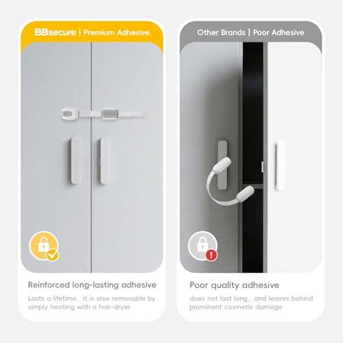 BBsecure 8 Packs Cabinet Locks Baby Proofing, Child Proof Cabinet Locks with 3M Adhesive, No-Drill Child Safety Cabinet Lock, Flexible for Drawer, Door, Fridge, Trashcan, Toilet Seat, Pantry 6