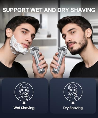 Electric Razor for Men，10,000RPM High-Speed Motor, IPX8 Waterproof, USB Fast Charging, 5-Min Quick Charge & Travel Lock,Black&Gray 5