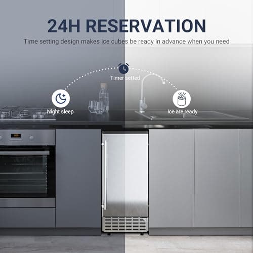 ICEVIVAL Commercial Under Counter Ice Maker Machine, 80Lbs/Day with 24lbs Storage, Auto-Cleaning, 24H Timer, Built-in Freestanding Ice Maker for Home/Commercial/Apartment. (Stainless Steel) 8