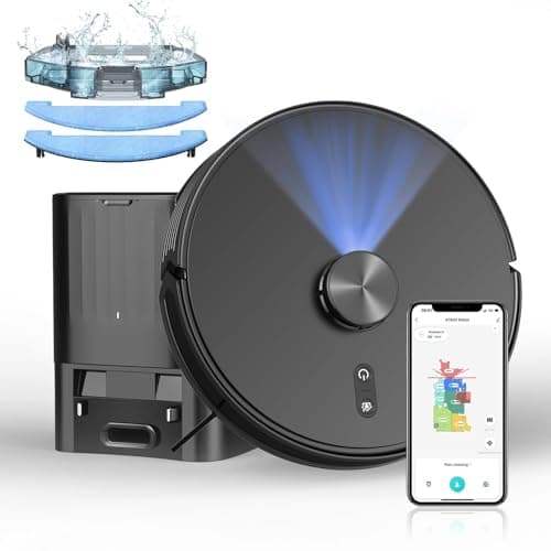 Robot Vacuum and Mop Combo with Self-Emptying Station (60-Day), LiDAR Navigation Robotic Vacuum Cleaner, 5000Pa Suction, 180-Min Runtime, App/Wi-Fi/Alexa Control, for Pet Hair, Carpets & Hard Floors 1