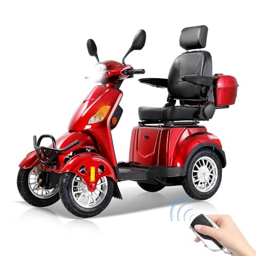 4 Wheel Mobility Scooters for Seniors & Adults 330lbs Capacity -800W All Terrain Electric Powered Mobility Cart, Heavy Duty Mobility Scooter for Travel, Elderly w/Remote Key, Red