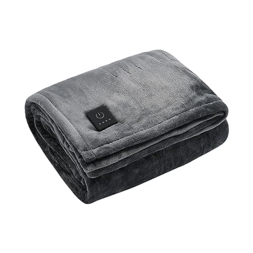 Dreamaker One-Touch Fleece Electric Heated Throw Blanket, 50x60 inches - Cozy, Machine Washable, with 4 Adjustable Heat Settings & Built-in Remote - Ultimate Comfort for Cold Nights - Gray