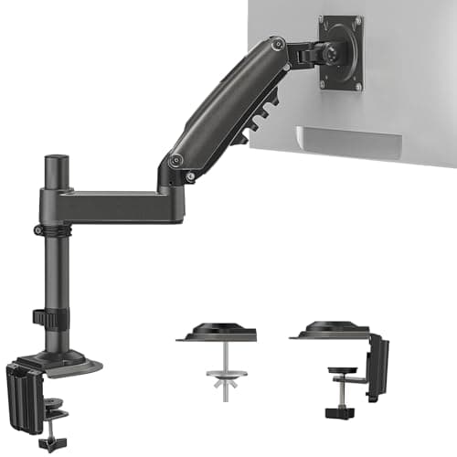 HUANUO Single Monitor Arm, Adjustable Desk Mount for 13-34 inch Screens, Holds 19.8lb, 22.44 inch Max Height, Full Motion Swivel Gaming Monitor Stand with VESA 75x75mm and 100x100mm Compatibility