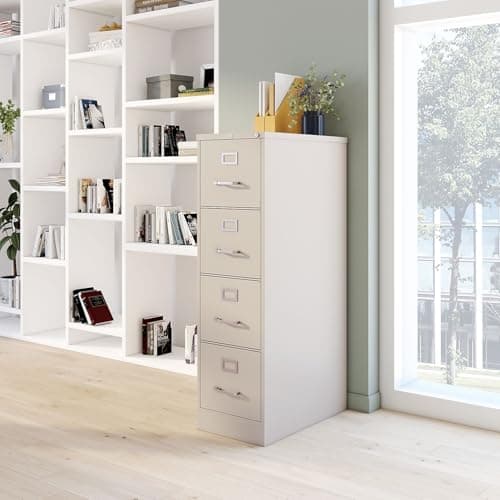 Staples 4-Drawer Vertical File Cabinet, Letter Size Documents, Lockable, 26.5" D x 15" W x 51.97" H, Putty/Beige 7