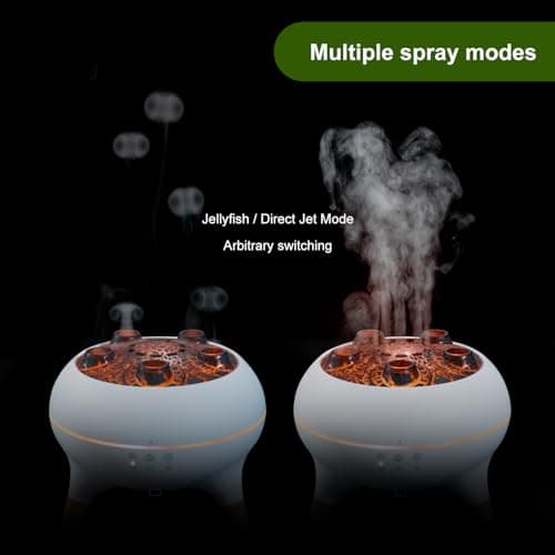 HIROGA Jellyfish Diffuser 250ML, Volcano Diffuser Aroma Diffusers Air Humidifiers 7Color LED, 5 Rings Dynamic Sound Pickup Ultrasonic Aromatherapy Fragrant for Bedroom Office (White) 8