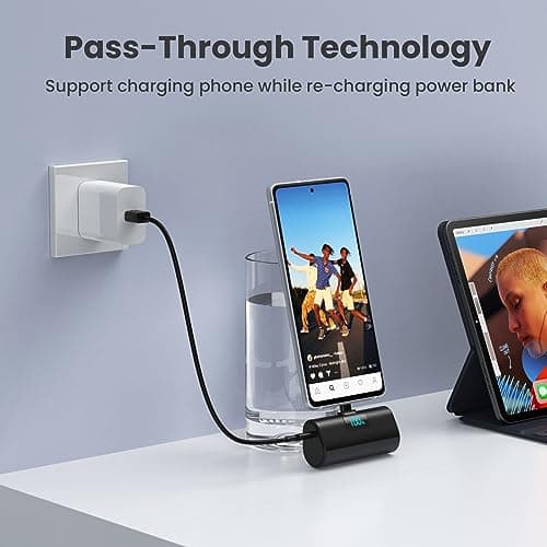 [2-Pack]Portable Charger for iPhone 17/16/15 Series,Upgraded 5200mAh PD USB C Power Bank Built-in USB-C Connector, Battery Pack Compatible with iPhone 17/17 Pro/17 Pro Max/16/15 Series,Samsung,Android 5
