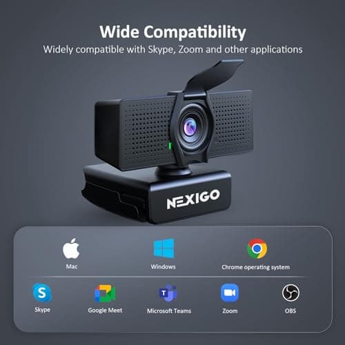 NexiGo N60 Pro (Gen 2) 1080P Webcam with Distortion-Free Lens, USB A to Type-C Data Cable, Noise Reduction Mic & Privacy Cover, for Zoom/Skype/Teams/Webex, Laptop MAC PC Desktop 8