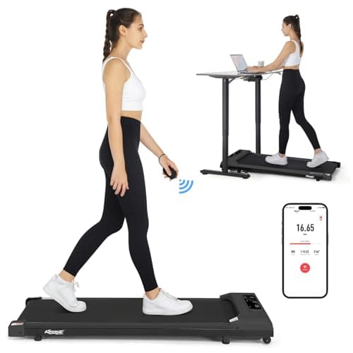 KRISRATE Walking Pad - Under Desk Treadmill with LED Display, Quiet & Portable, Installation-Free for Home Office (Black)