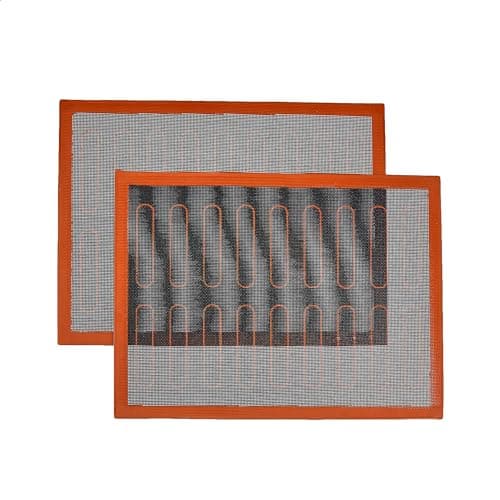 Amazon Basics Non-Stick Silicone Baking Mat, Non-Slip, Heat Resistant, for Dough Rolling, Reusable, Easy to Clean, Rectangular, 15.7" x 11.8", Black/Red/White, 2 Pack