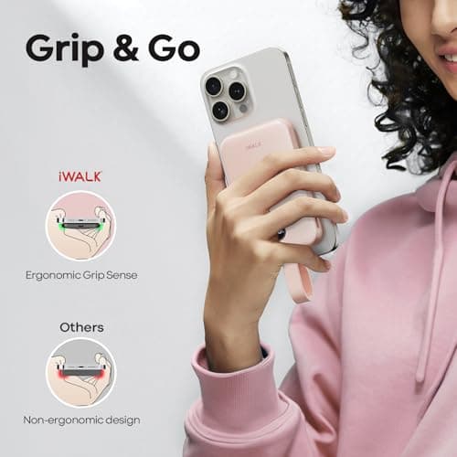 iWALK Magnetic Power Bank 10000mAh, 30W Wireless Portable Charger with Fast Charging USB-C Cable,Qi2 Certified 15W Battery Pack with LED Display for iPhone 17/16/16 Pro/15/14/13 Series, Samsung Galaxy 6