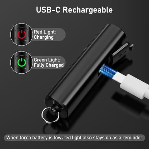 Blukar Rechargeable EDC Flashlight, 360L Mini Keychain Flash Light with 3 Lighting Modes, Memory Function, Waterproof, Compact and Portable Pocket Light for Everyday Carry, Emergency,Camping,Outdoor 6