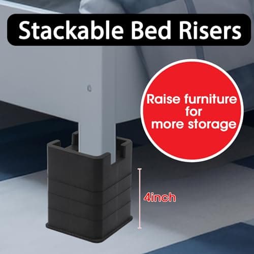 MYMULIKE Bed Risers 1 Inch, 2 inch, 3 inch, 4 inch, Support Up to 6000 Lbs Heavy Duty Bed Furniture Risers with Wheels, Adjustable Furniture Risers for Table, Sofa, Couch, Cabinet, Bed Frame Set of 6 5