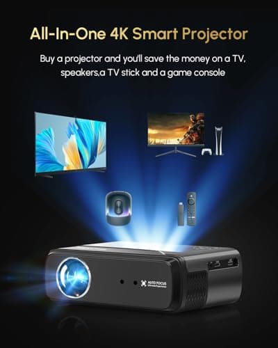 4K Home Theater Projector HDMI 2.1, ARC, Google TV OS, Portable Smart Bedroom Movie Gaming Projector 4K HDR, with WiFi 6, Bluetooth, Dolby Audio, Voice Control, Apps, Auto Focus, ZOOM, 1400ANSI 9