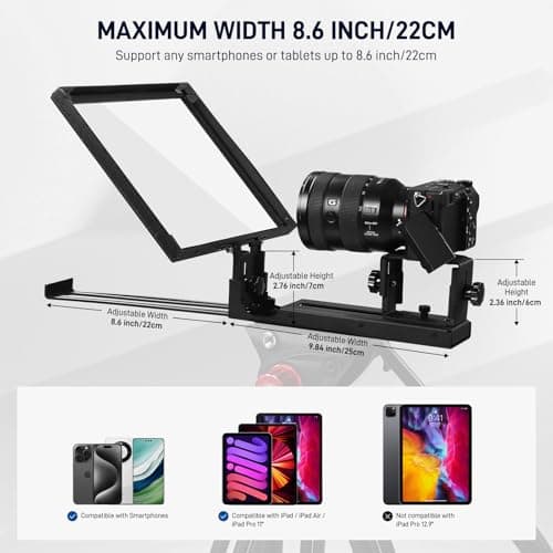 GVM 12" Teleprompter for iPad Tablet Phone DSLR Camera, Collapsible Teleprompter Kit with Installation Free Design, HD Refective Display, APP Remote Control, Carry Case, for Video Recording 3