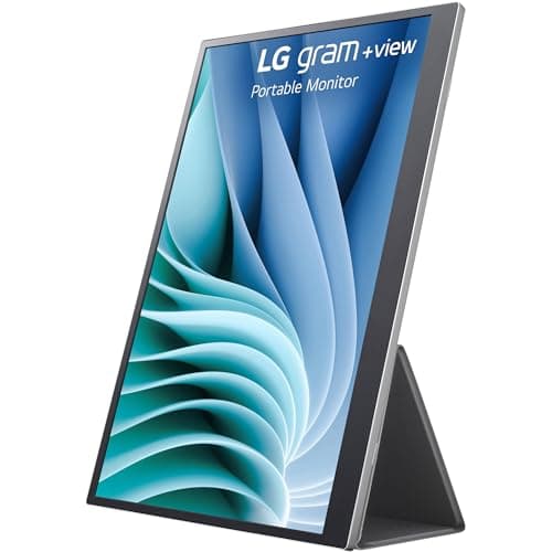 LG Gram +View 16 Portable Monitor - 16" WQXGA (2560x1600) IPS - DCI-P3 99% Color Coverage - Type-C Connectivity - Landscape & Portrait Orientation w/Folio Cover/Stand w/ICP 6