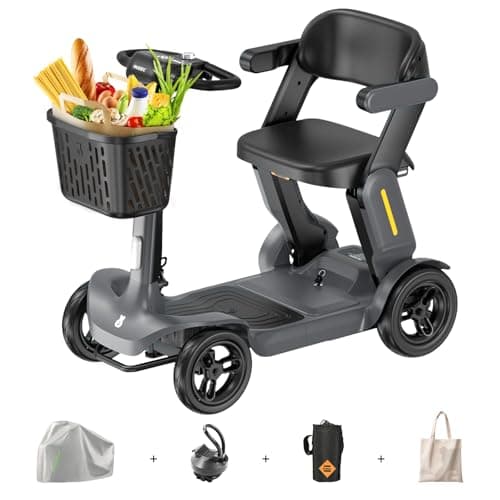 Paiseec S3 Foldable Mobility Scooter for Adults, Seniors - 25 Miles Range, 6 mph, Lightweight Mobility Scooter for Travel, Improved Safety, Large Wheels for Outdoor, LED Headlight, Basket