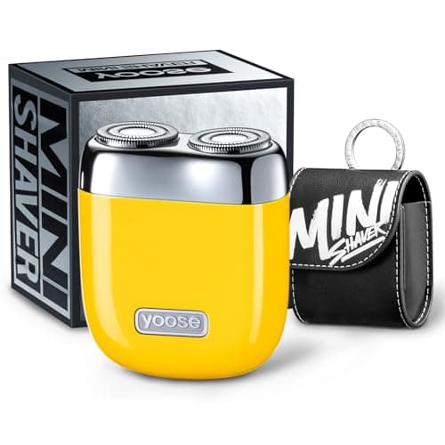yoose Alloy Mini Shaver, Portable Electric Razor for Men, IPX7 Waterproof, Dry Shave, USB-C Rechargeable, Easy to Clean Magnetic Detachable Head, Cordless Electric Shaver, 60 Mins Runtime, Yellow
