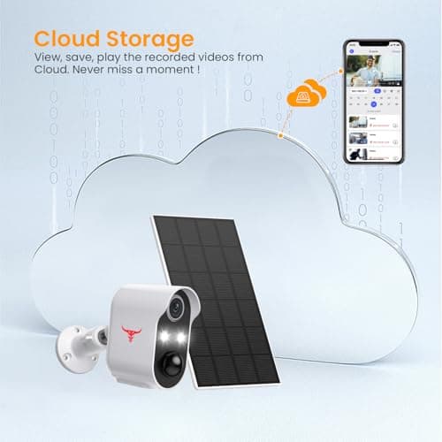 SJCODE 1080P Security Camera Wireless Outdoor with Solar Panel for Home Security, Color Night Vision, PIR Motion Detection, Cloud Storage, Live View Bullet Surveillance Cam (2 Spotlights) 5