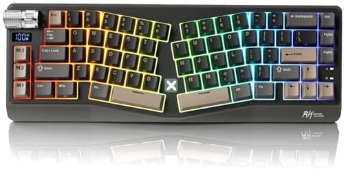 RK ROYAL KLUDGE A70 Wireless Ergonomic Keyboard, Alice Split Mechanical Keyboard w/Bluetooth/2.4GHz/Wired, 65% RGB Gaming Keyboards with Knob and PBT Keycap, Gasket Hot Swappable Linear Cream Switches