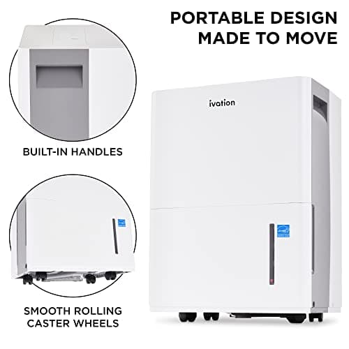 Ivation 1,500 Sq. Ft Energy Star Dehumidifier, Large Capacity Compressor De-humidifier for Extra Big Rooms and Basements w/Continuous Drain Hose Connector, Humidity Control, Auto Shutoff and Restart 6