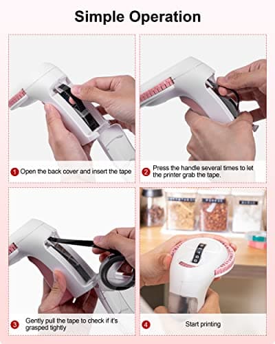 Embossing Label Maker, Omega S Vintage Embossed Label Maker, Retro Embosser Labeler with 6 Rolls 3D Embossing Label Tapes, Old School Label Printer, Waterproof for Home Office Kids DIY Crafting, Pink 5