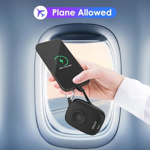 Small Portable Charger 5000mAh,iWatch Wireless Charger Mini Power Bank with Built-in Cable,Travel Keychain Charger for Apple Watch 11/10/9/8/Ultra/7/6/Se/5/4,iPhone 17/16/15/14/13/12,Android Phone 7