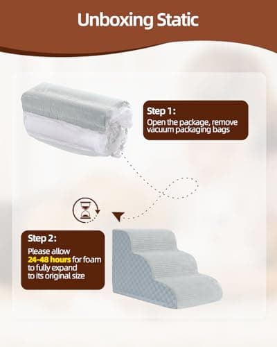 Dog Stairs Ramp for Couch 15.7" H, 3-Step Pet Stairs for Small Dogs with High Density Foam, Dog Slope Stairs with Durable Non-Slip Bottom for Puppy Grey 7