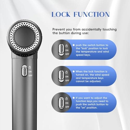 Natrial Ionic Professional Hair Dryer with Diffuser for Curly Hair,1600W&110000RPM High Speed Blow Dryer for Women,Fast Drying,Lock Function,Low Noise,Lightweight for Home Travel Salon,Medium Gray 5