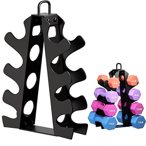 okugafit Weight Rack for Home Gym, 4 Tier Compact A-Frame Dumbbell Rack with Handle, Dumbbell Rack Stand only for Home Gym Workout (Dumbbells not Included)