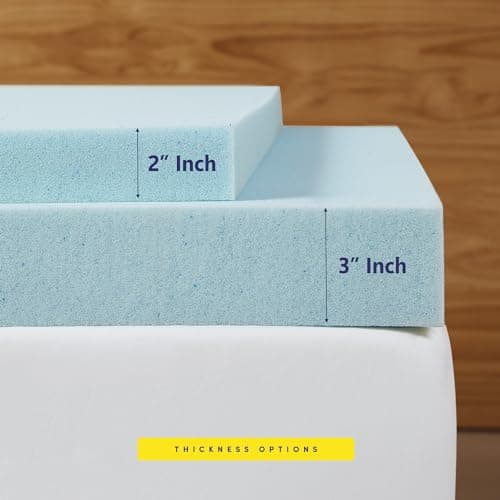 Sweet Home Collection Full Size Mattress Topper 2 Inch Gel Infused Memory Foam Cooling Pad CertiPUR US Certified - Enhance Sleep Quality with Pressure Relief and Temperature Regulation, Full, Blue 5