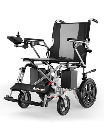 Juswell Electric Wheelchair for Adults, Foldable Motorized Wheelchair with 15 Miles Long Travel Range All Terrain Compact Portable Wheelchairs for Adults Support 350LB,18" Wider