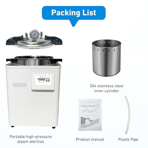 WEST TUNE Autoclave Sterilizer, 18L High Pressure Steam Autoclave with LED Digital Display, Stainless Steel Lab Sterilization Machine 6