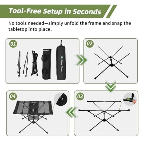 Zippy Goose Camping Table, Portable Beach Table with Cup Holders, Folding Ultra Lightweight 1.5LBS Foldable Outdoor Camping Table, Aluminum Alloy Frame for Backpacking/Picnic/Fishing (Black) 8