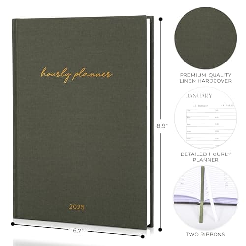 Beautiful 2025 Appointment Book Planner - Sturdy Linen Daily Planner & Weekly Calendar with Half Hourly Schedule Easily Keeps Track Of All Your Appointments - The Perfect Day by Day Organizer 5