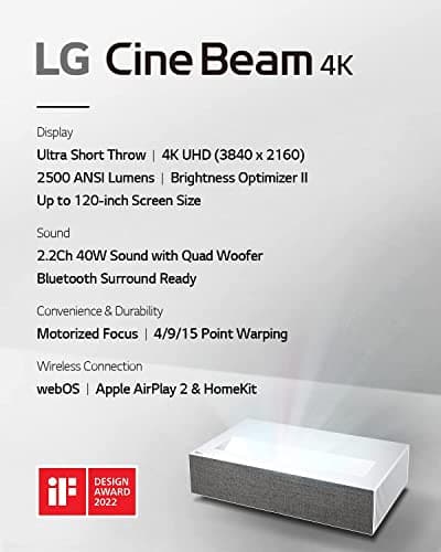LG CineBeam 4K UHD Laser UST Home Cinema Projector 7