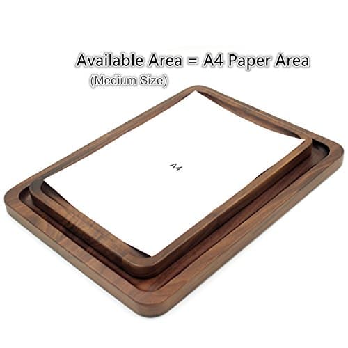 Bamber Wood Serving Tray Wooden Decorative Coffee Tea Platter Black Walnut 13.4 x 9 Inches 4