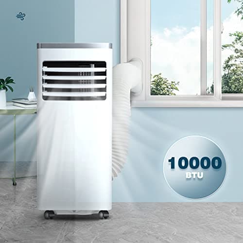 ZAFRO 10,000 BTU Portable Air Conditioners Cools up to 450 Sq.ft, Portable AC Built-in Cool, Dehumidifier, Fan Modes, Room Air Conditioner with Remote Control/Installation Kits, White 10