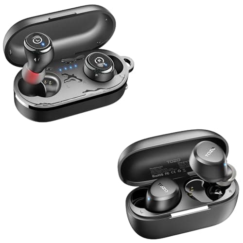 TOZO T10 Wireless Earbuds Bluetooth 5.3 Headphones Black A1 Wireless Earbuds Bluetooth 5.3 Light Weight in Ear IPX5 Waterproof Headphones Black