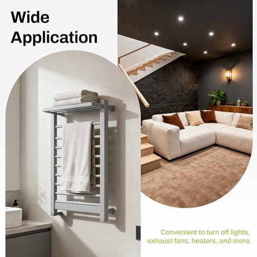 BN-LINK Countdown Digital Wall Timer Switch for Exhaust Fan with Push Button 5-10-20-30-45-60mins, Bathroom Fan Light Switch Timer Indoor, Neutral Required, Wall Plate Included, White, ETL Listed 7