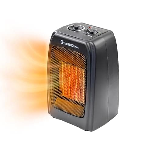 Comfort Zone CZ442E Personal Energy Save Ceramic Heater - 1500W Portable with Adjustable Thermostat, Tip-Over Switch & Overheat Protection, Black