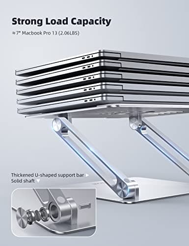 Lamicall Adjustable Laptop Stand, Portable Laptop Riser, Aluminum Laptop Stand for Desk Foldable, Ergonomic Computer Notebook Stand Holder for MacBook Air Pro, Dell XPS, HP (10-17.3'')- Silver 5