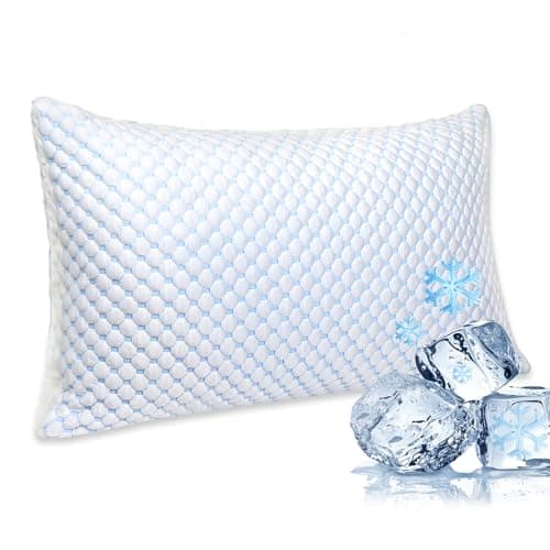 Mooppom Cooling Pillows for Sleeping, Shredded Memory Foam Cooling Pillow for Hot Sleepers, Adjustable Cool Bed Pillows for Side Back Stomach Sleepers(Queen)