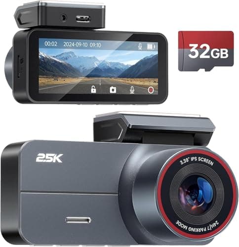 Yonvim 2.5K Dash Cam，Dash Camera for Cars with 32GB Card & 3.39" IPS Screen - 160° Wide Angle, Loop Recording for Night/Day Security,G-Sensor, Support 256 GB Max